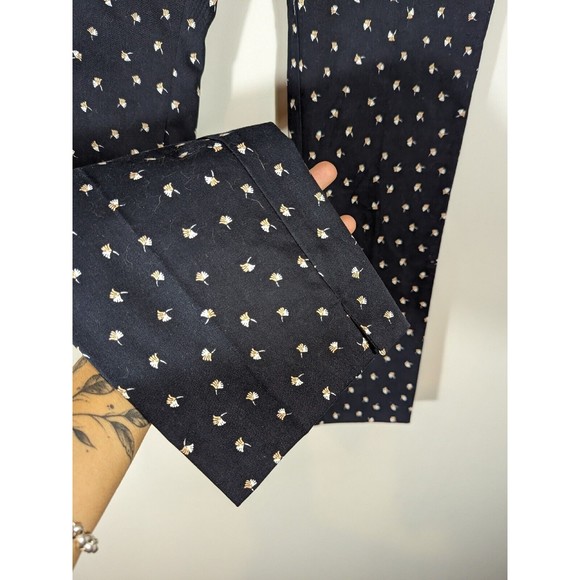 MNG Suit Navy Floral Chino Ankle Pants Women Size 4 - Picture 5 of 8